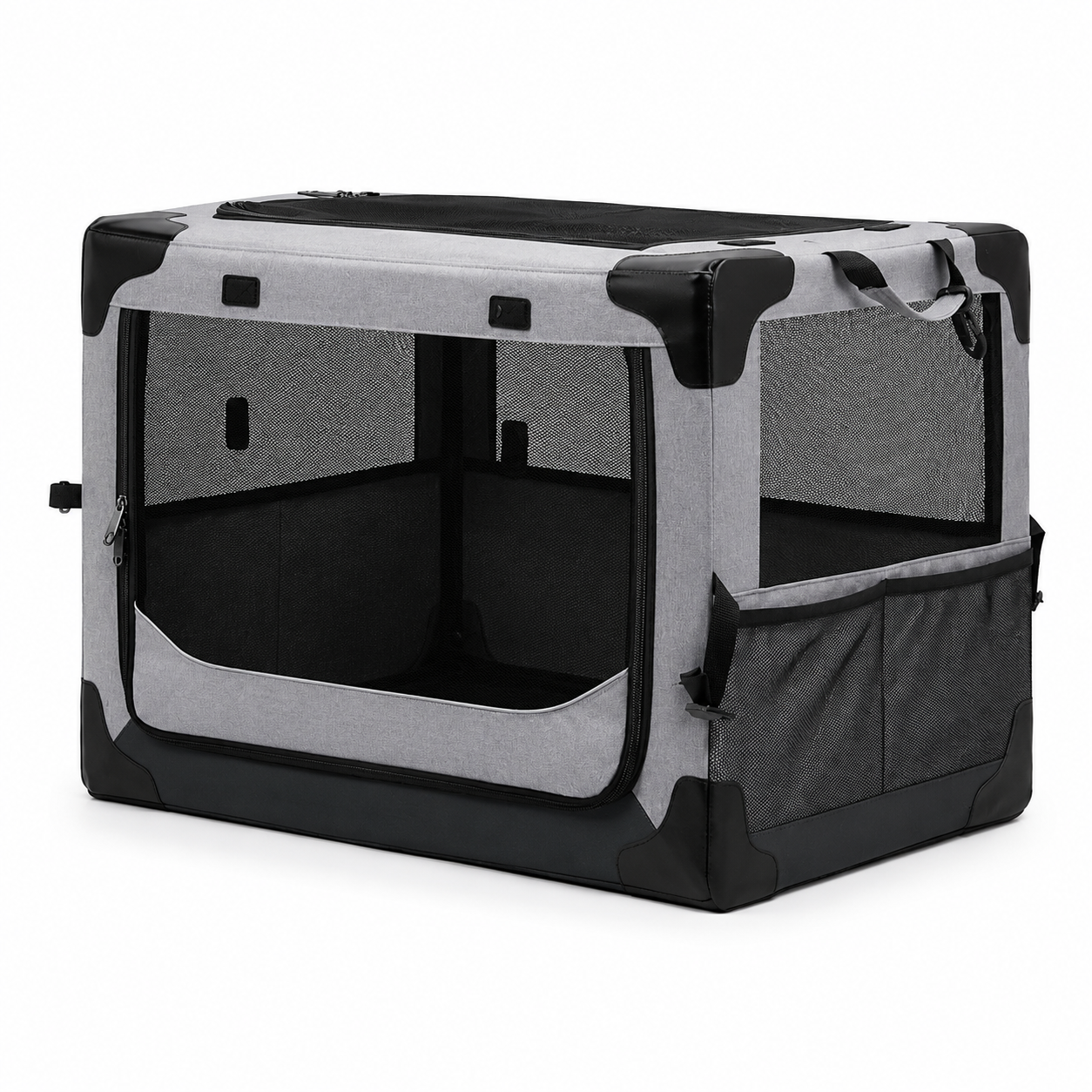Multi-Functional Foldable Vehicle Pet Cage Travel Carrier for Dogs and Cats with Breathable Mesh Panels