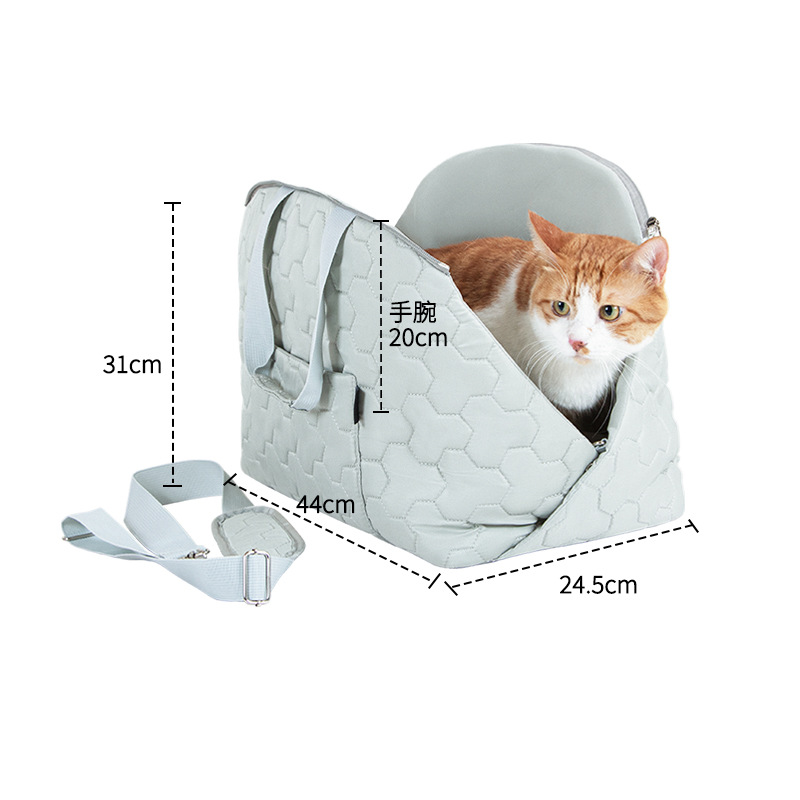 Portable Quilted Pet Carrier Bag - Light Green Gray | Pet Travel